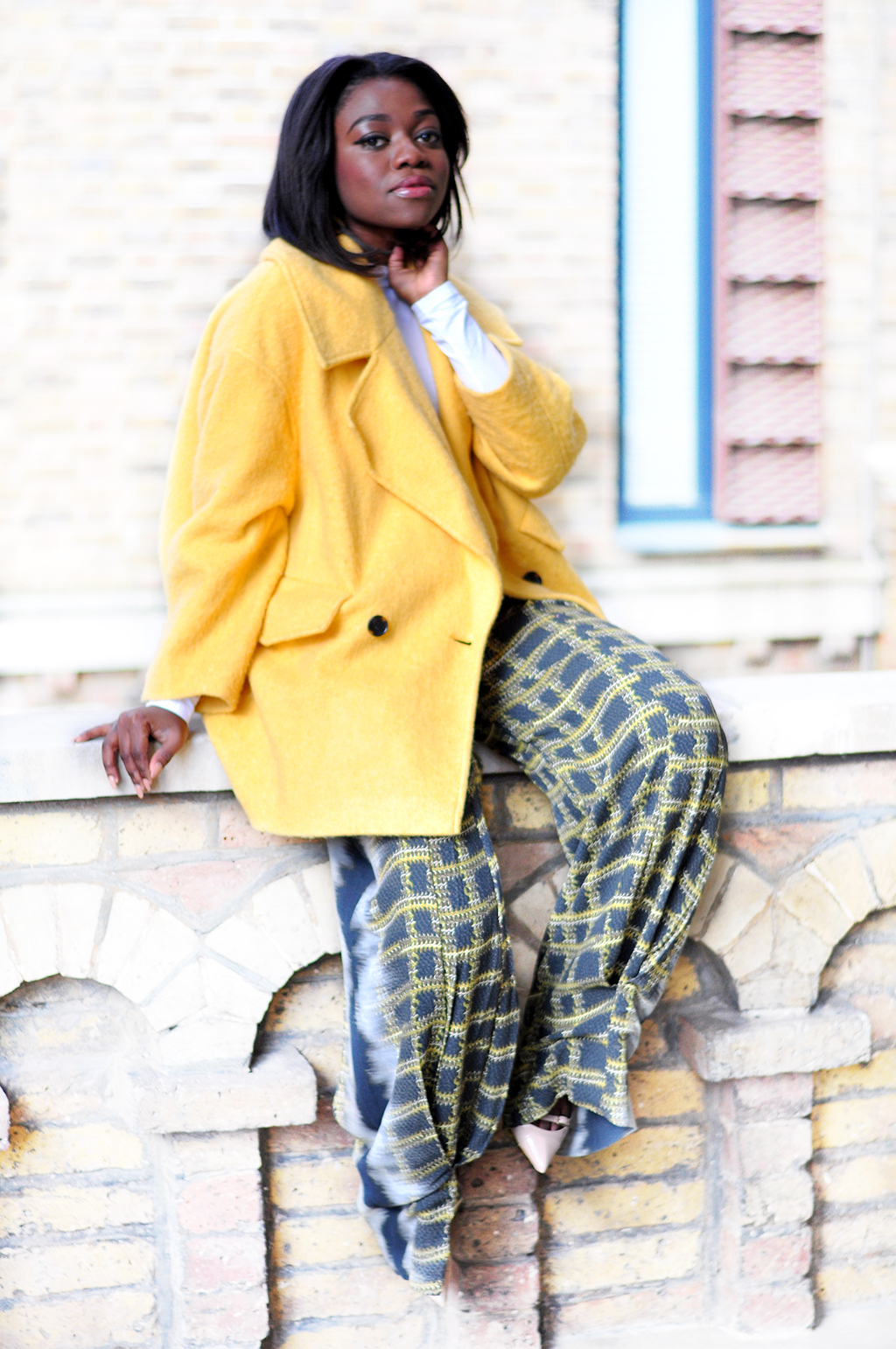 h&m yellow coat