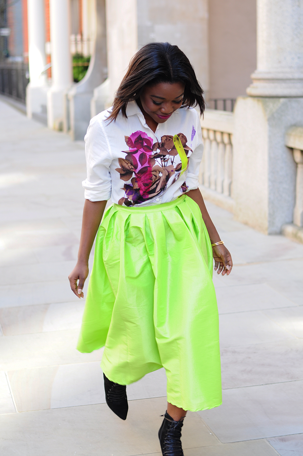 Lime green midi clearance skirt