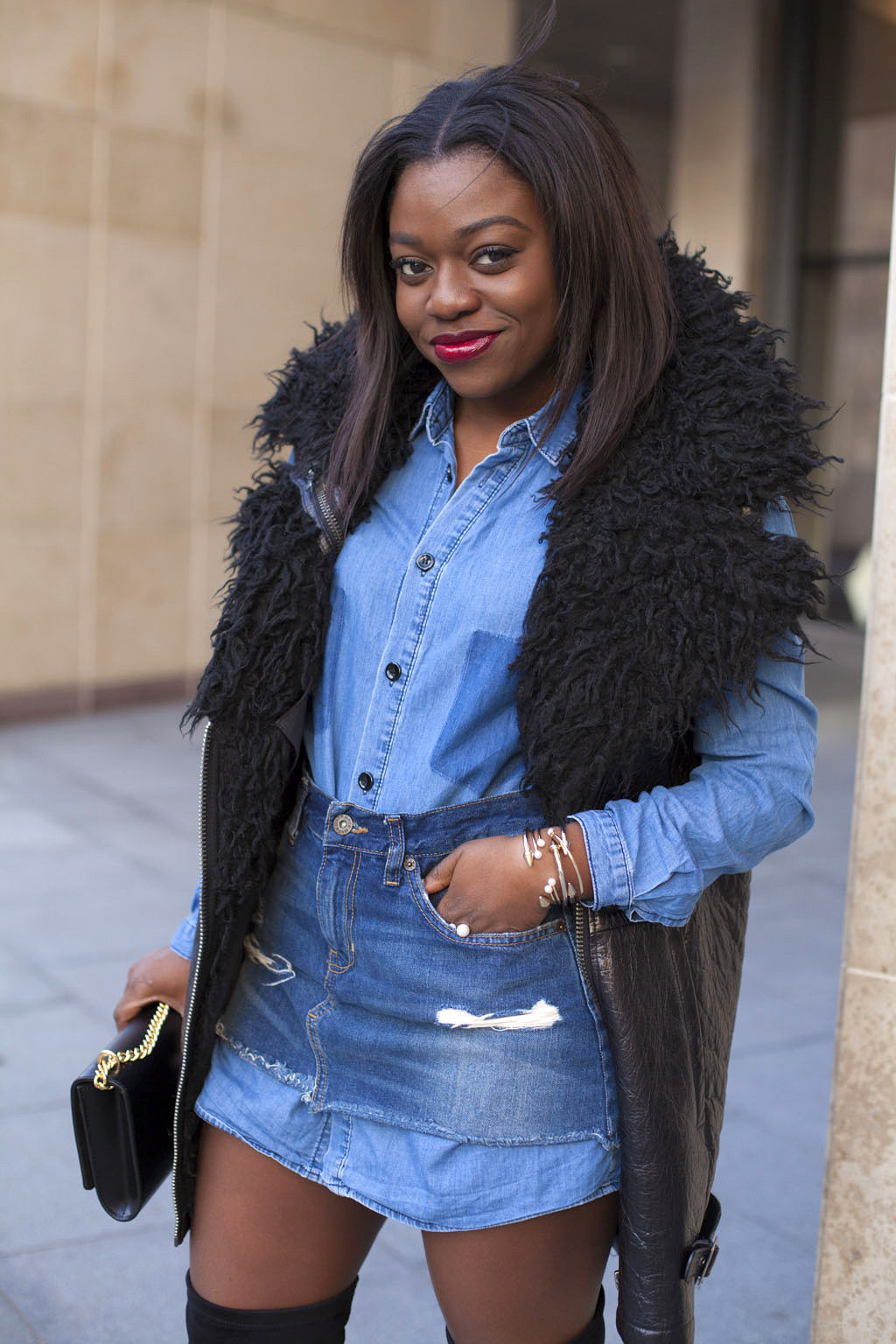 Double denim skirt and hot sale jacket