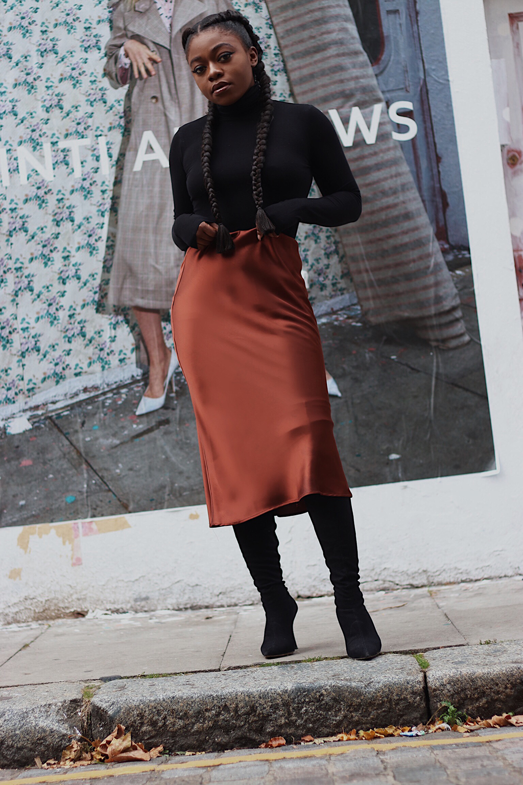 satin midi skirt styling